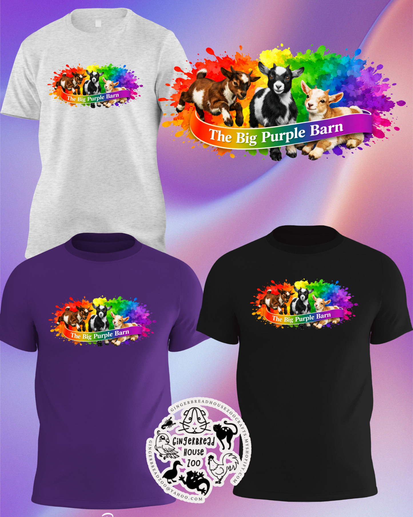 Big Purple Barn Rainbow Splash Goats