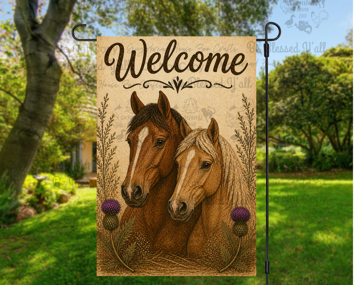 Two Horses Garden Flag
