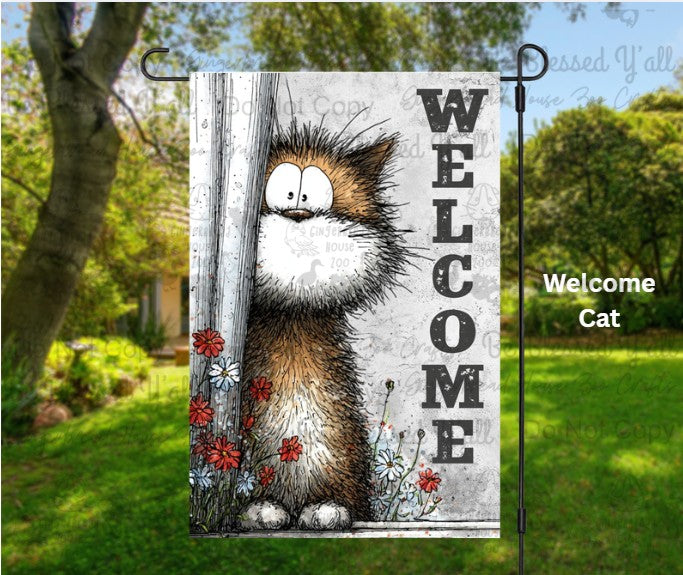 Cat Themed Garden Flags A