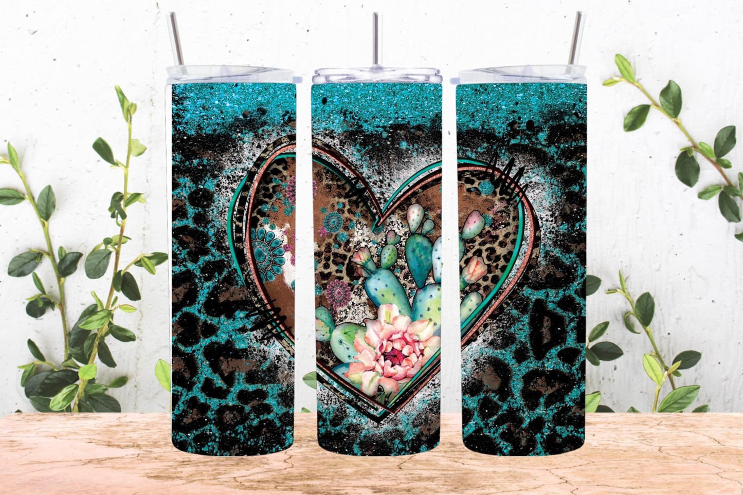 Turquoise Cactus 20 oz Tumbler