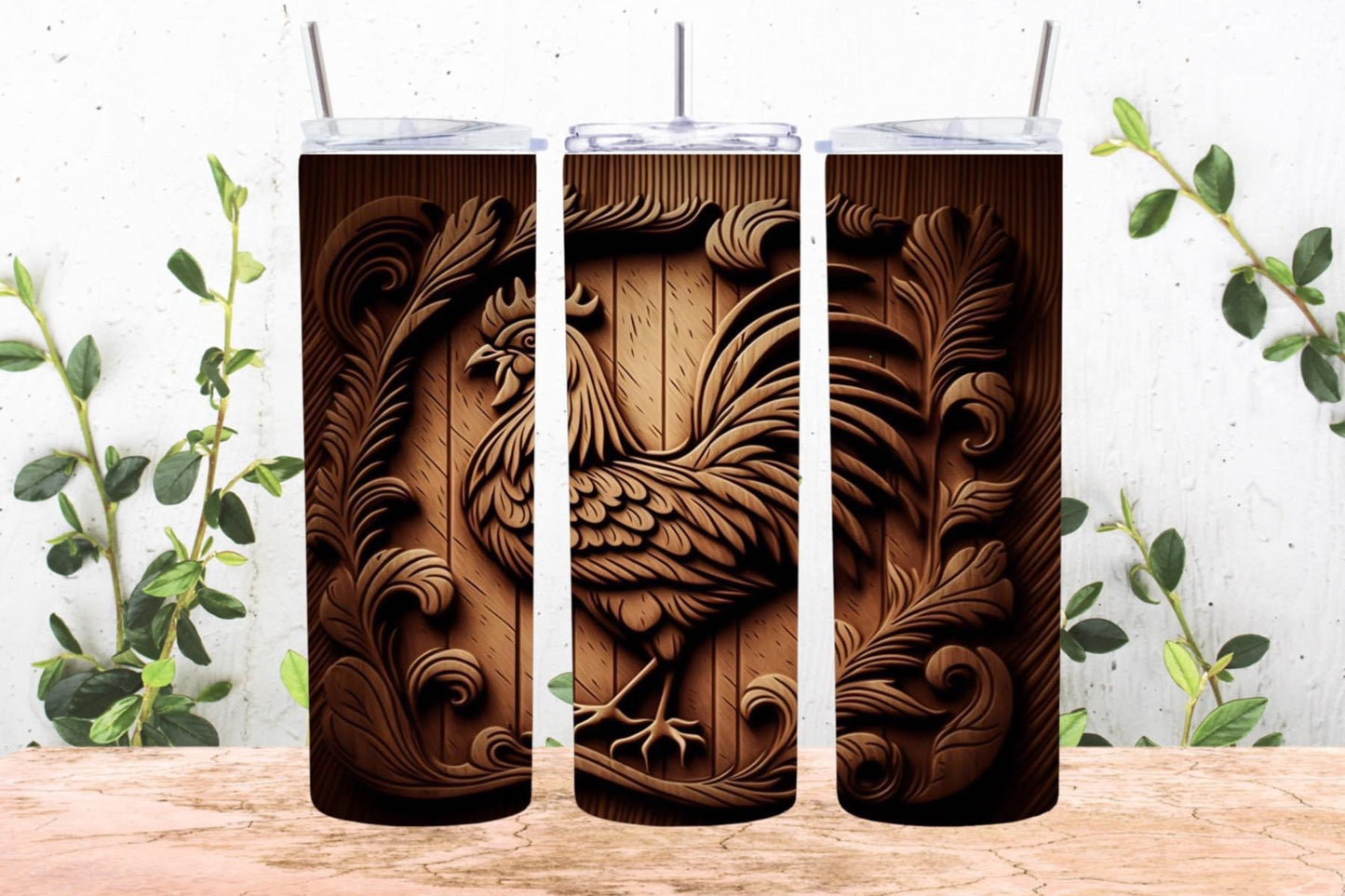 3D Wooden Chicken 20 oz Tumbler