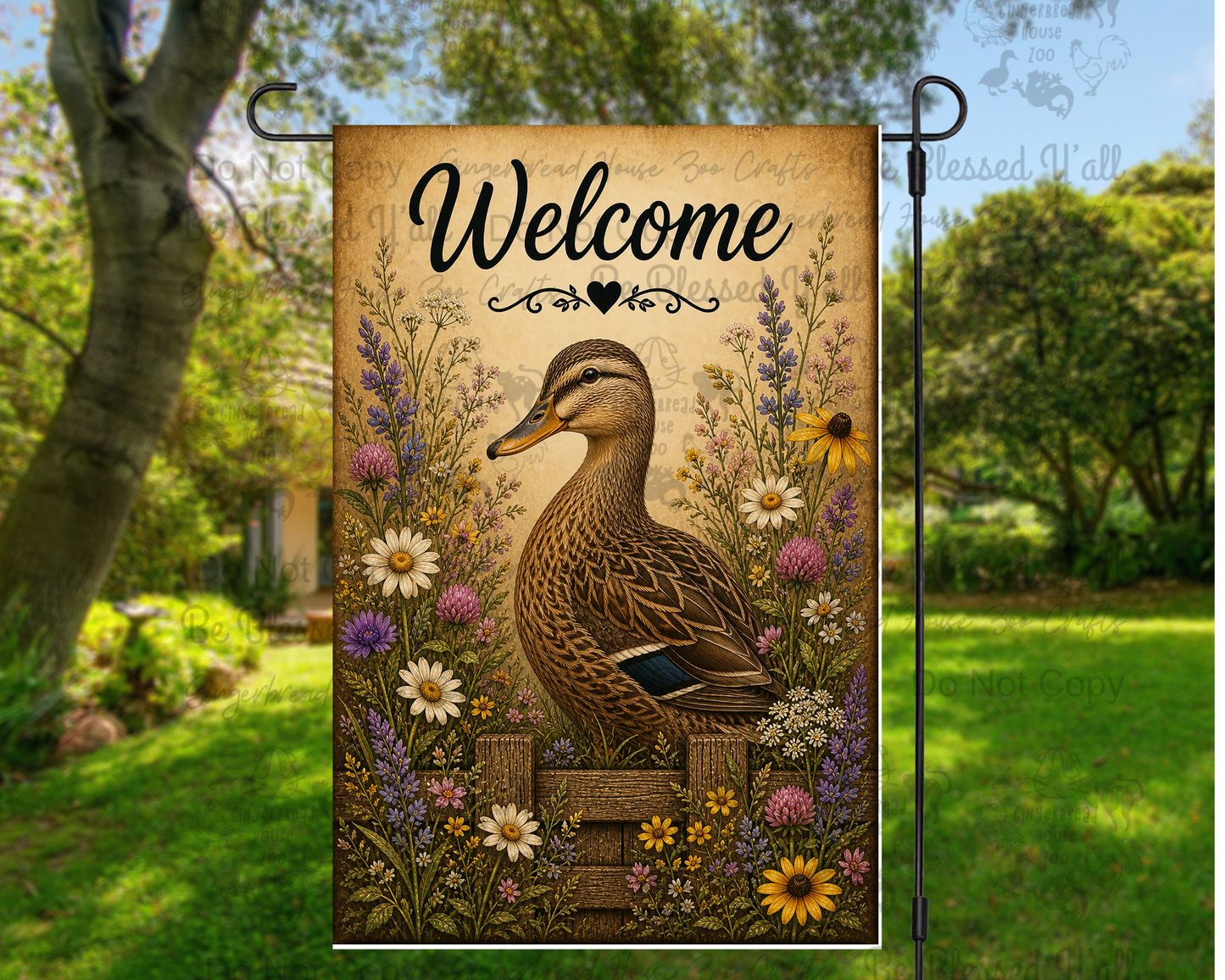 Chickens, Ducks, Turkey Garden Flags Set 1