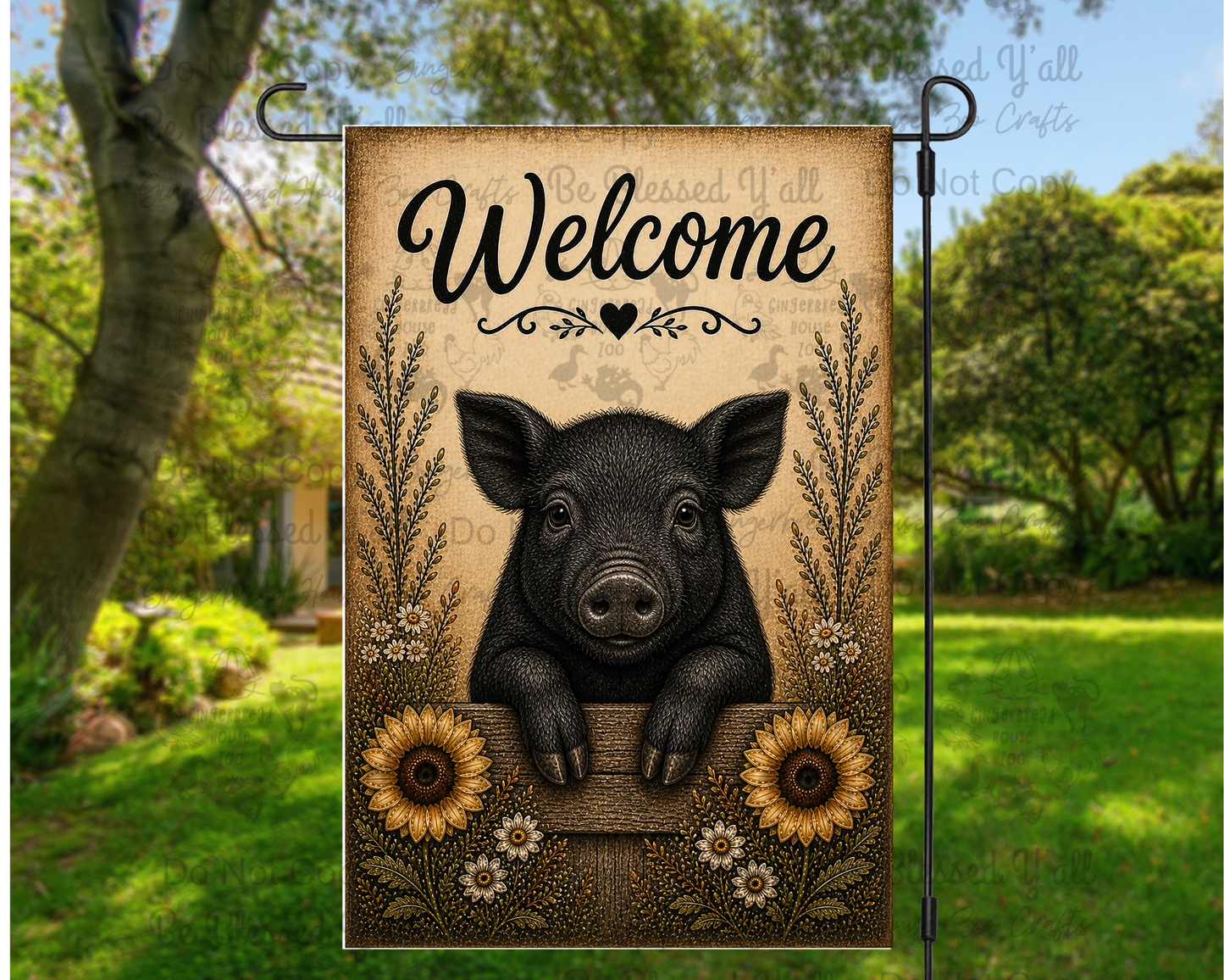 Cute Pig Garden Flag