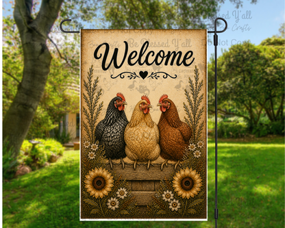 Chickens, Ducks, Turkey Garden Flags Set 1