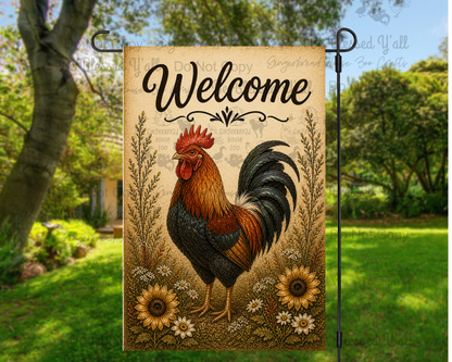 Chickens, Ducks, Turkey Garden Flags Set 1