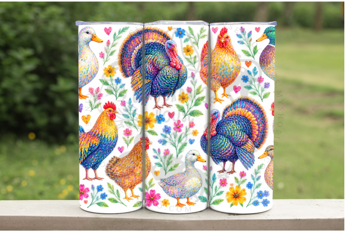 Floral and Colorful Poultry