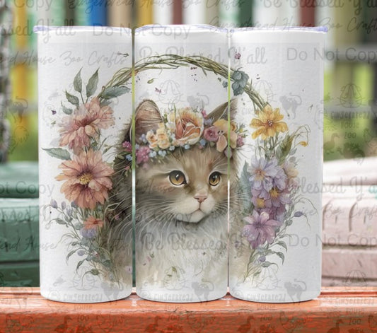 Fancy Floral Cat 2 Tumbler