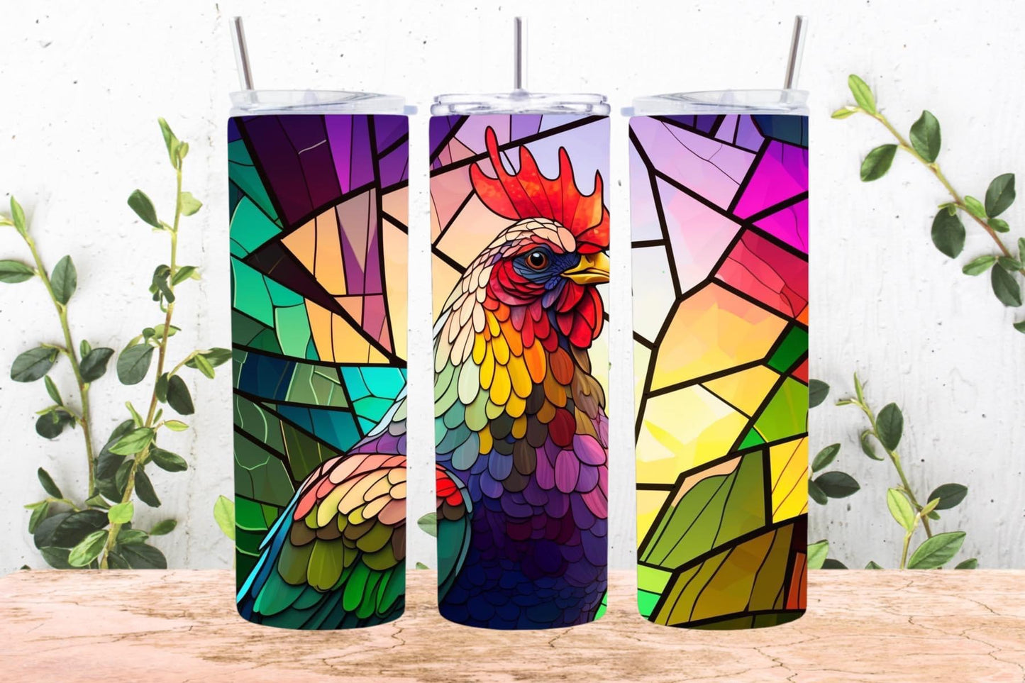 Stained Glass Chicken 20 oz Tumbler
