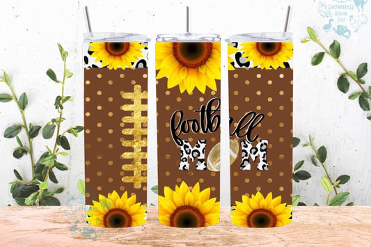 Sunflower Football Mom 20 oz Tumbler
